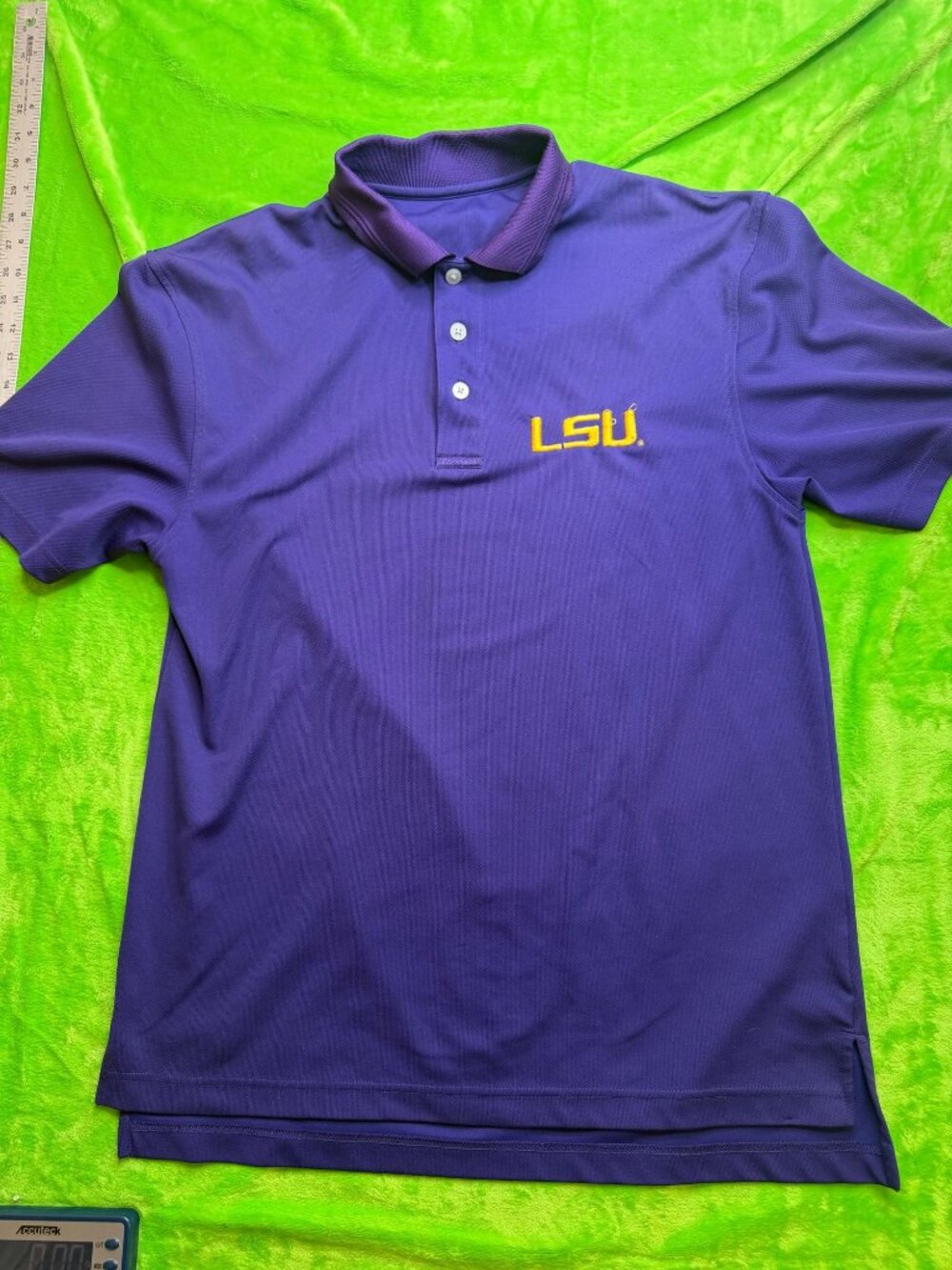Russell M Purple LSU Polo Shirt 100% Cotton Made in Honduras